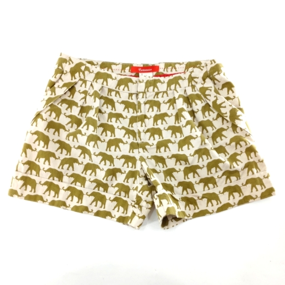 Anthropologie Cartonnier‎ Safari Elephant Print Cuffs Shorts - Picture 2 of 10